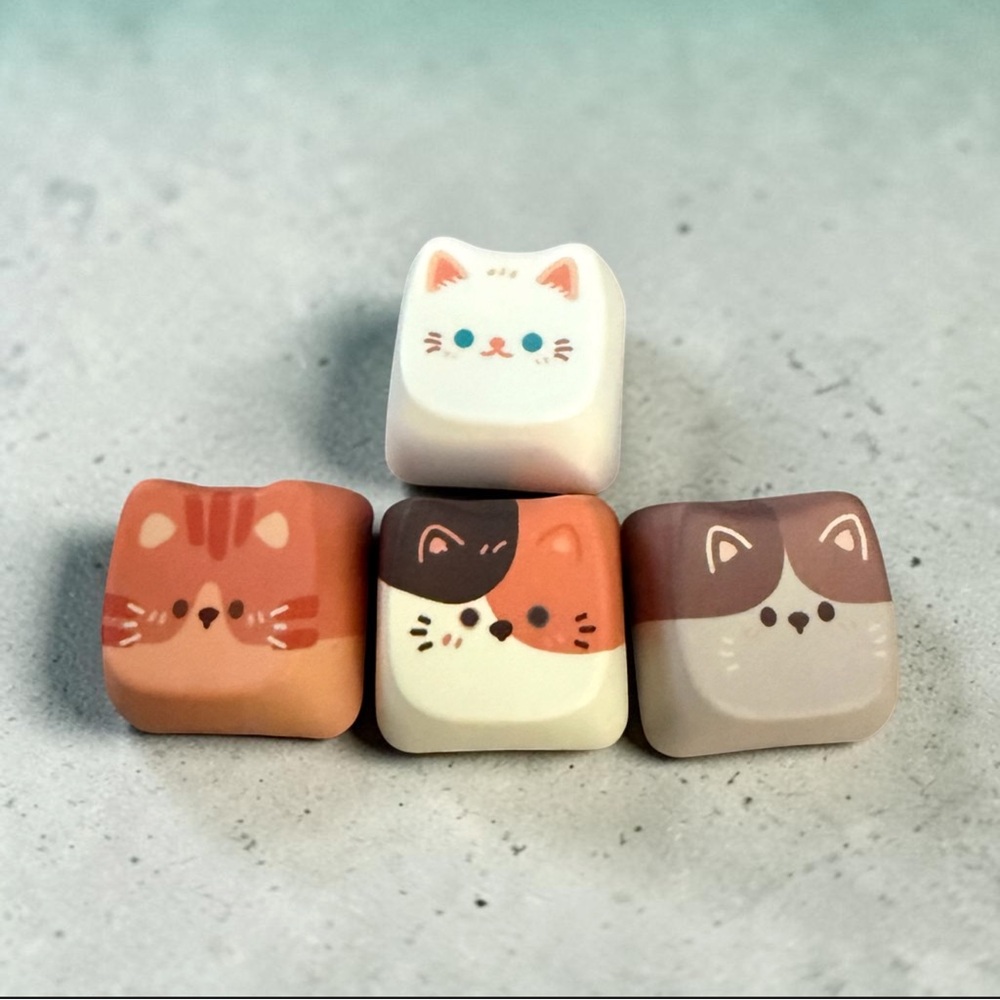 Cat Keycap Set Cream, Orange, Brown, White Cats For the Love of Cats 🐱